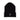 Front view of Cutternation black cuffed beanie with white home plate pitcher logo