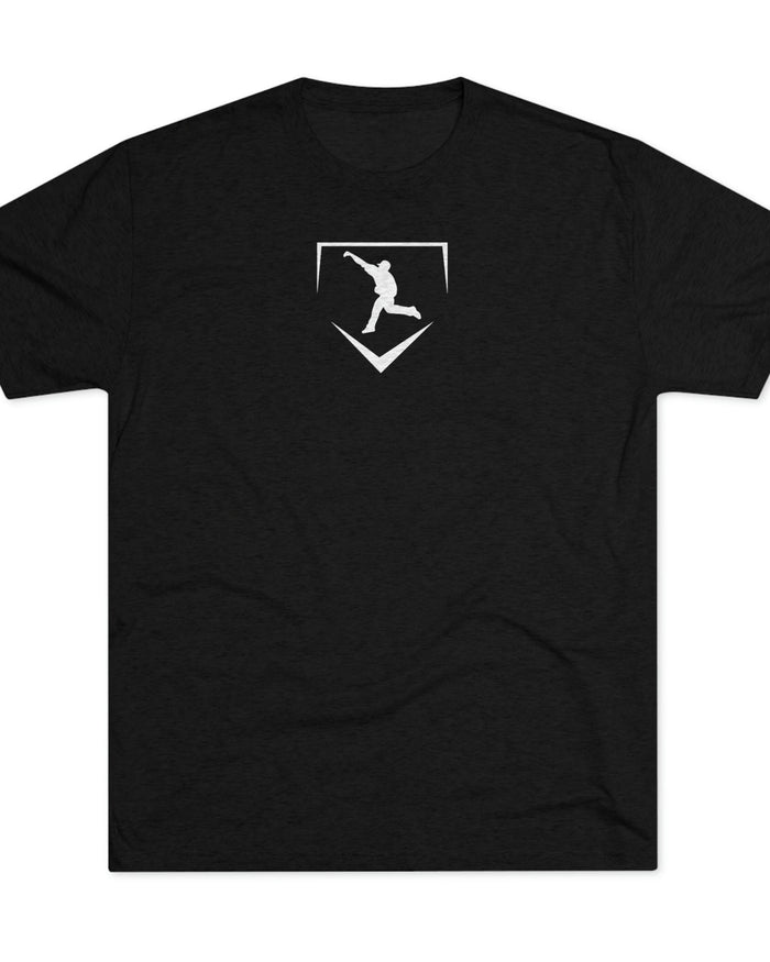 Cutternation Men's White Home Plate Logo Tri-Blend Crew Tee